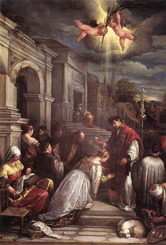 BASSANO, Jacopo St Valentine Baptizing St Lucilla  fgh Germany oil painting art